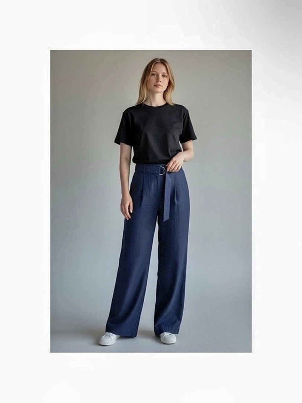 Ann Taylor The Wide-Leg Pant in Linen Blend Wide Leg Pants Blue Medium